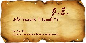 Jánosik Elemér névjegykártya